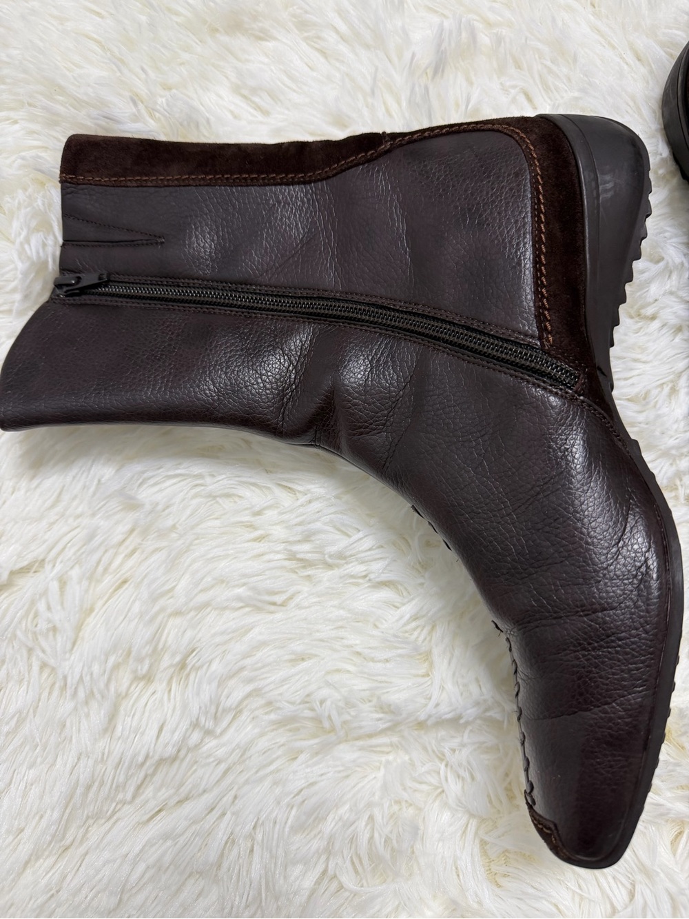 Paul Green Brown Leather Mid-Calf Boots | Square Toe & Side Zip | Size 6 Y2K - Picture 4 of 12